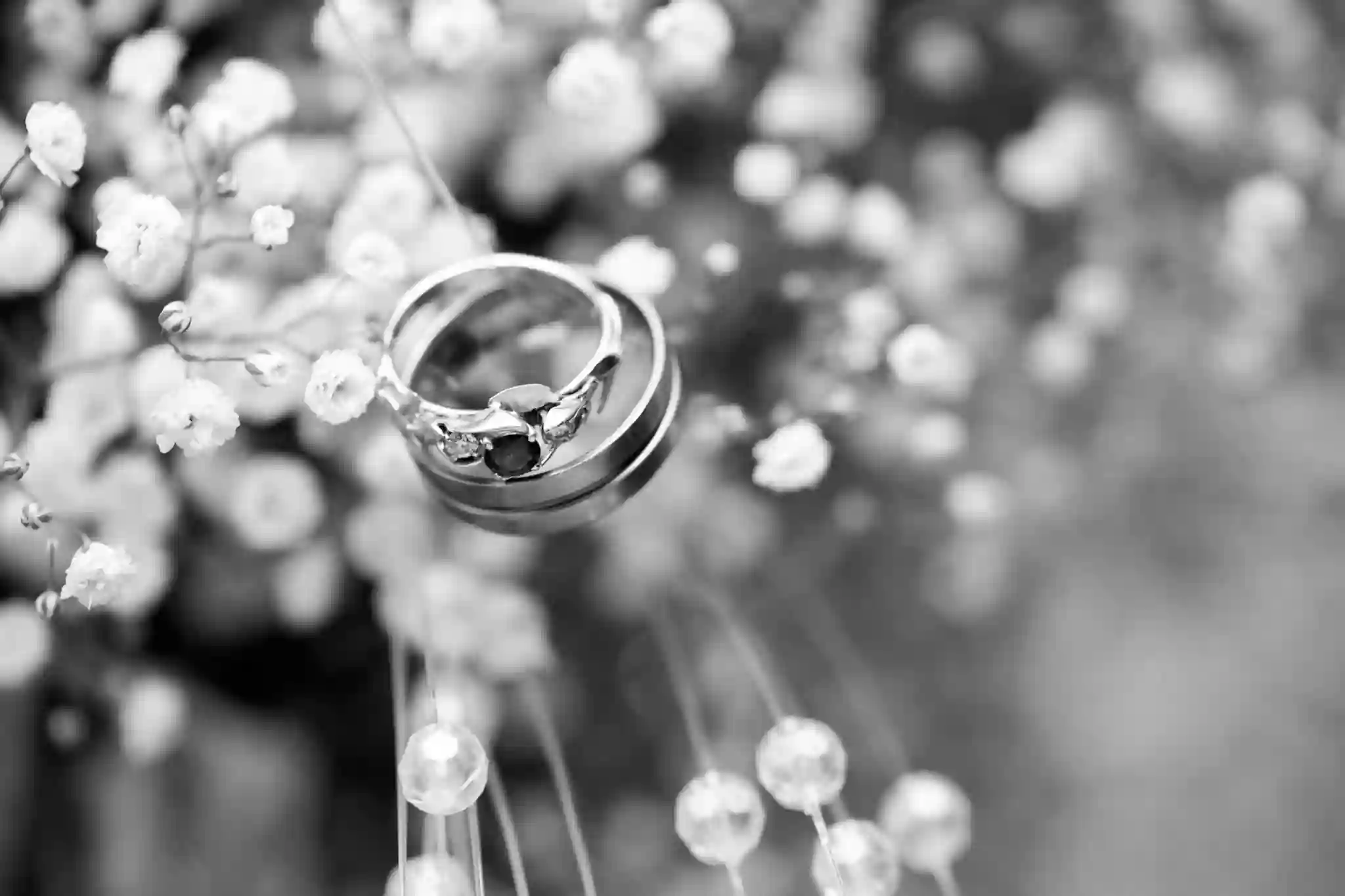 Black and white wedding rings